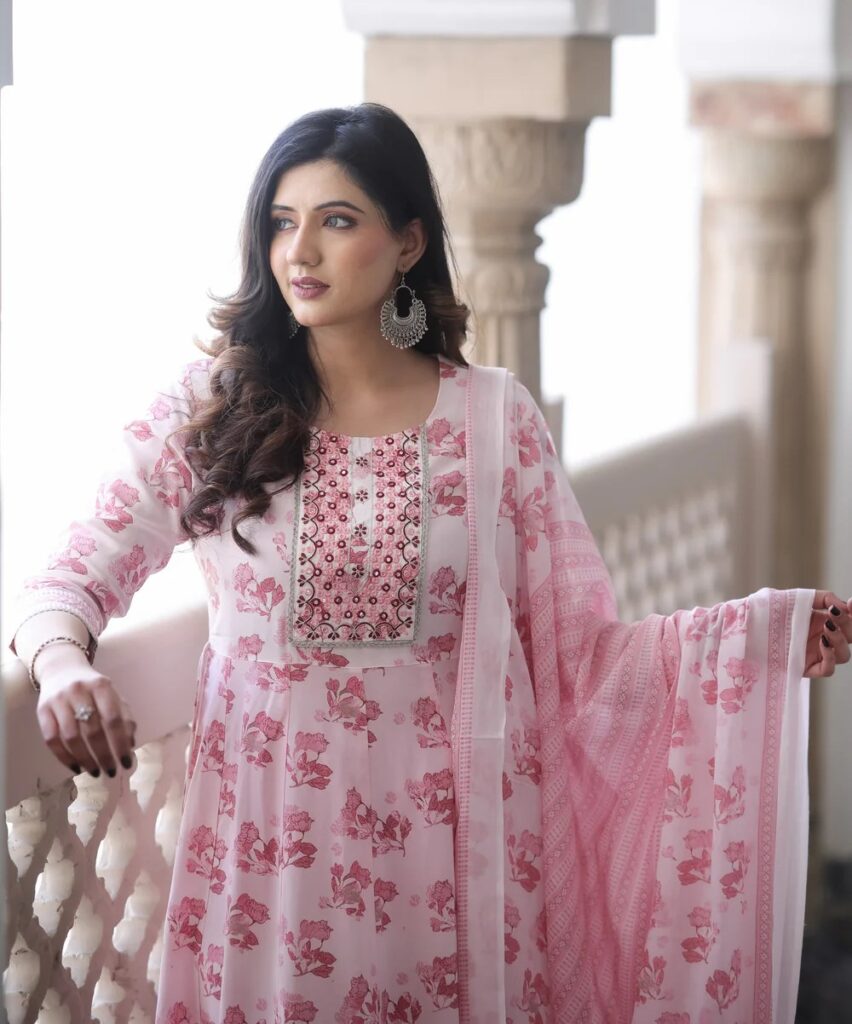 Buy Fashion-Forward Pink Kalidar Kurta Pant Set Online