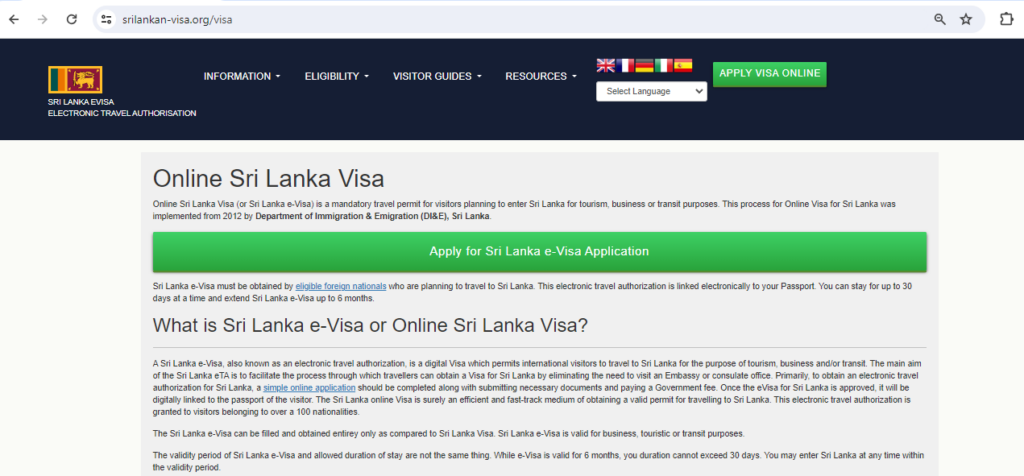 FOR NORWEGIAN CITIZENS – SRILANKA Sri Lankan Visa Online Ap