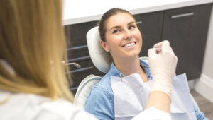 Woman smiling in dentist